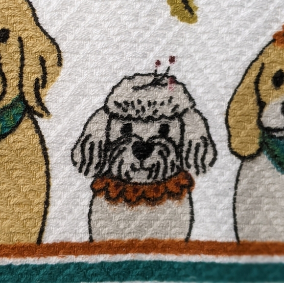 Dog Print Fall Autumn Leaves Theme Kitchen Towel Set Of Two White Multi NWT - Picture 14 of 15